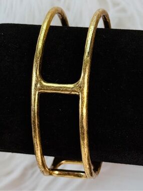 Aged goldtone, minimalist modernist cuff bracelet